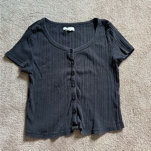 Aeropostale Black Ribbed Crop Top
